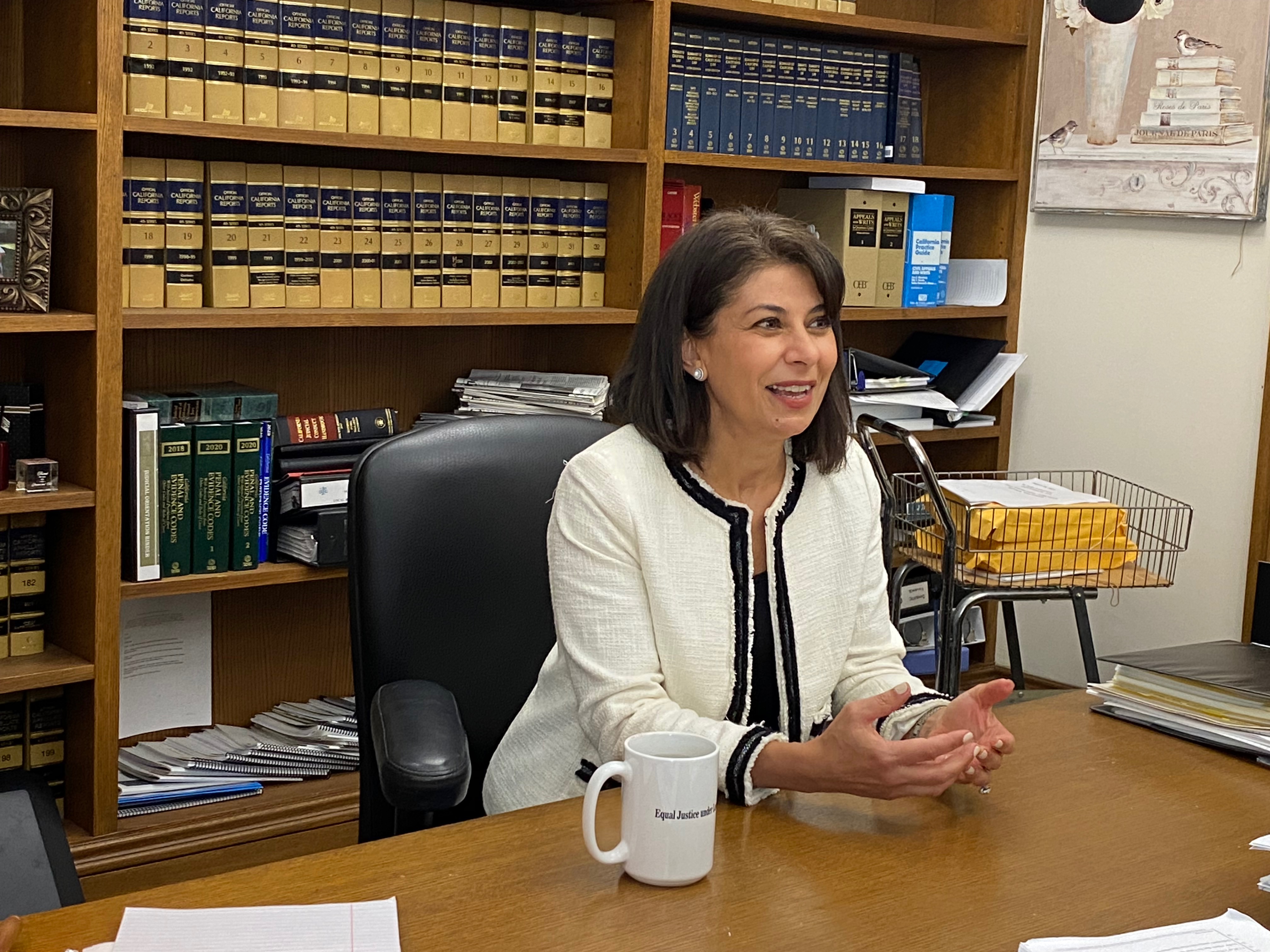 Judge Nahal Iravani-Sani in her chambers (medium shot)